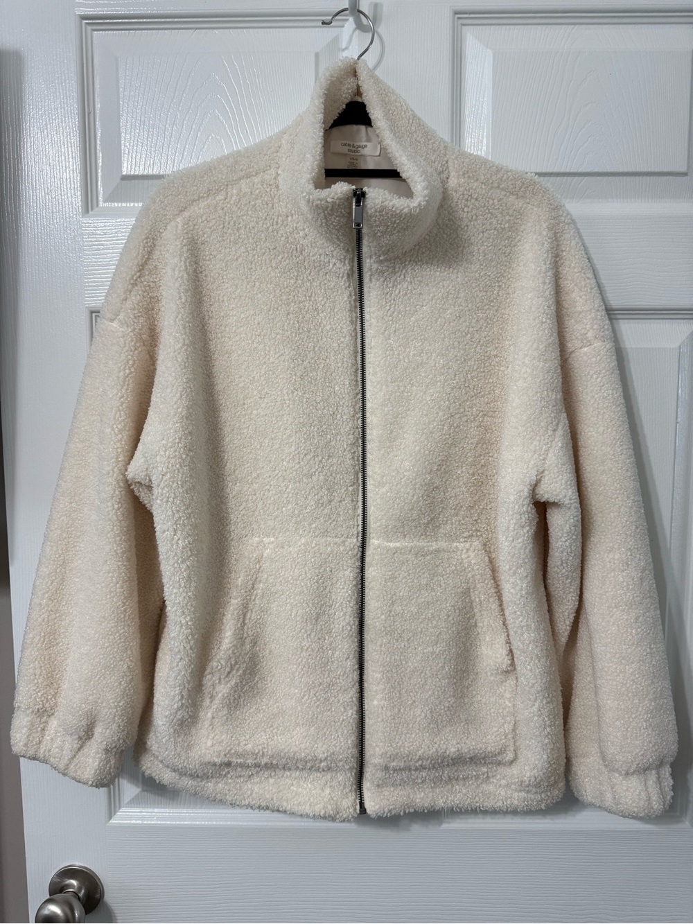 Teddy Zip-Up Jacket in Cream for women in the size Large